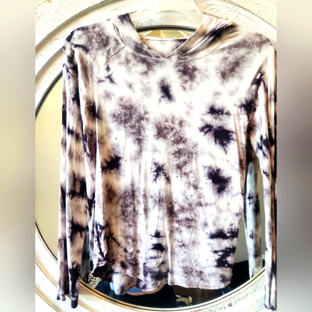 Justice tie dyed hoodie with crystal applique